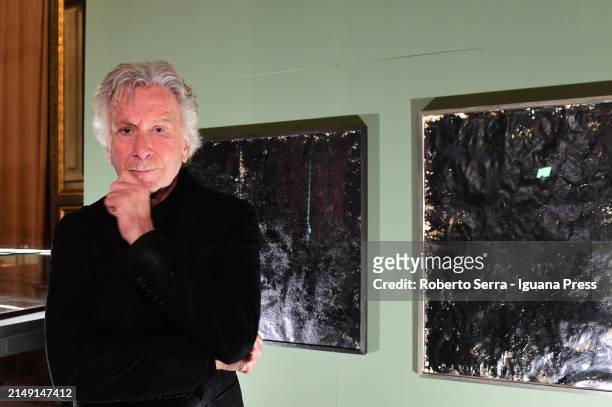 French artist Bernar Venet attends the preview of his exhibition "1961… Looking Forward" at Biblioteca Nazionale Marciana on April 18, 2024 in...
