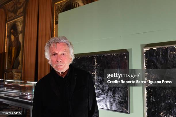 French artist Bernar Venet attends the preview of his exhibition "1961… Looking Forward" at Biblioteca Nazionale Marciana on April 18, 2024 in...