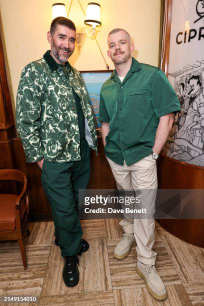 Robert Diament and Russell Tovey attend the Burberry party at Harry’s Bar during the opening week of the 60th International Art Exhibition, La...