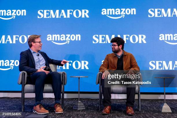 Reed Albergotti, Technology Editor, Semafor and Aravind Srinivas, CEO, Perplexity chat at The Semafor 2024 World Economy Summit on April 18, 2024 in...