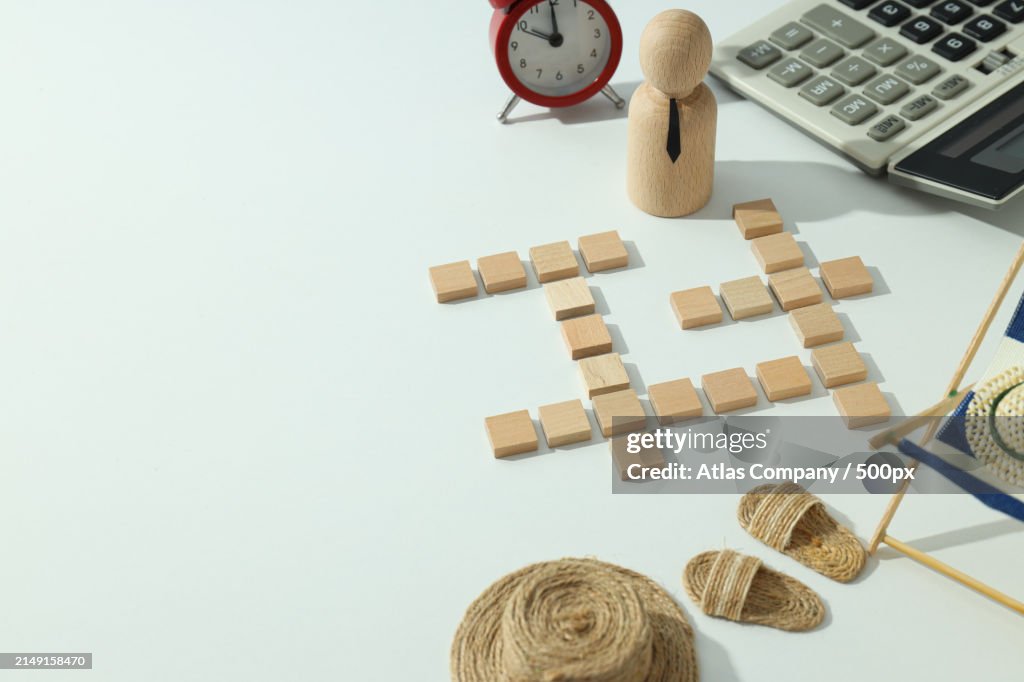 High angle view of objects on table