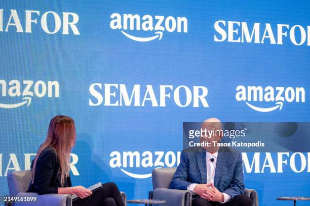 Gina Chua, Executive Editor, Semafor and Tye Brady, Chief Technologist, Amazon Robotics chat at The Semafor 2024 World Economy Summit on April 18,...
