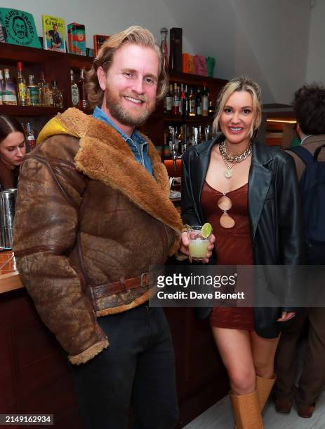 Dan Dewhirst and Jules Cameron attend Trejo's Tacos VIP launch on April 18, 2024 in London, England.