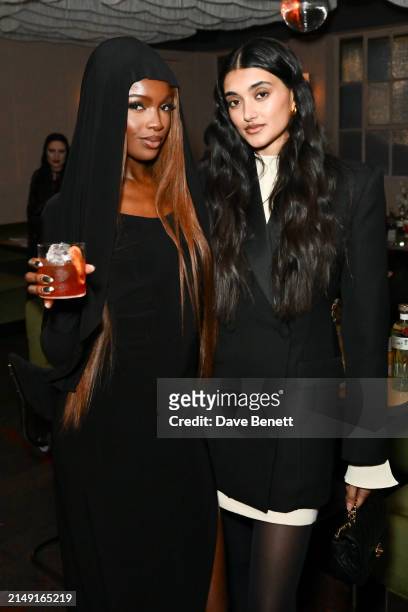 Leomie Anderson and Neelam Gill attend the launch of BISTROTHEQUE 20: The Season, in partnership with Tanqueray No. TEN, hosted by Lulu Kennedy at...