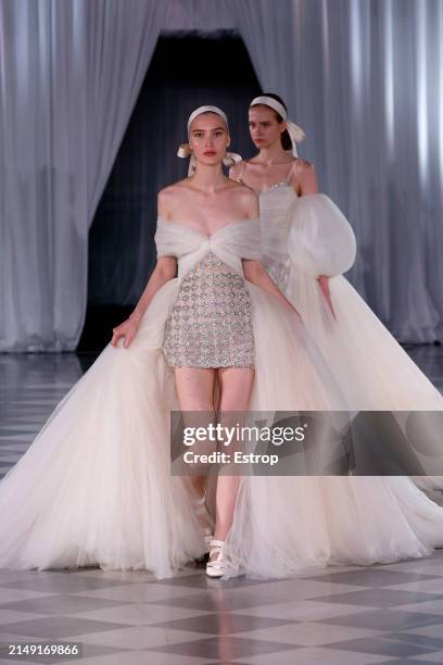 Model walks the runway at the Giambattista Valli fashion show during Barcelona Bridal Fashion Week 2024 on April 18, 2024 in Barcelona, Spain.