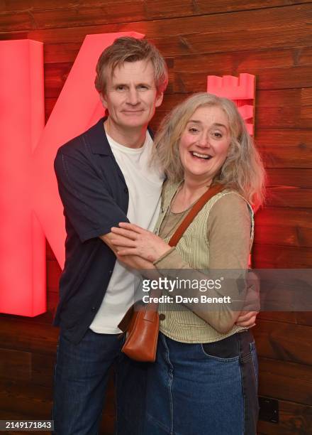 Charles Edwards and Sophie Thompson attend the press night after party for "The Ballad Of Hattie And James" at the Kiln Theatre on April 18, 2024 in...