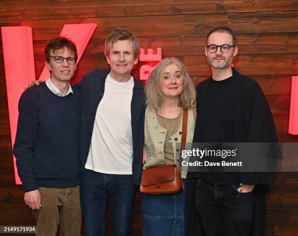 Samuel Adamson, Charles Edwards, Sophie Thompson and Richard Twyman attend the press night after party for "The Ballad Of Hattie And James" at the...