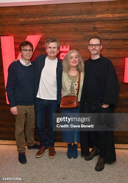 Samuel Adamson, Charles Edwards, Sophie Thompson and Richard Twyman attend the press night after party for "The Ballad Of Hattie And James" at the...