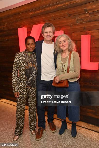 Suzette Llewellyn, Charles Edwards and Sophie Thompson attend the press night after party for "The Ballad Of Hattie And James" at the Kiln Theatre on...
