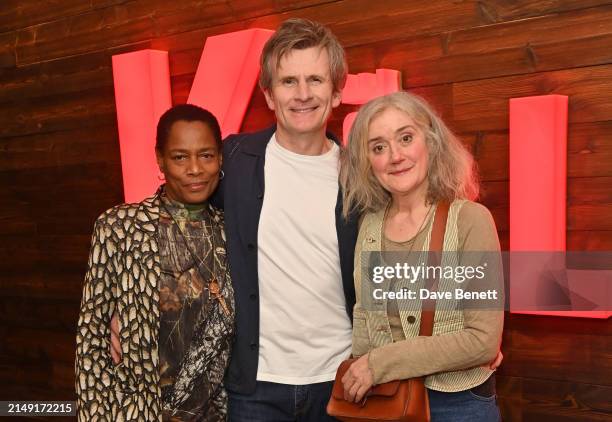 Suzette Llewellyn, Charles Edwards and Sophie Thompson attend the press night after party for "The Ballad Of Hattie And James" at the Kiln Theatre on...