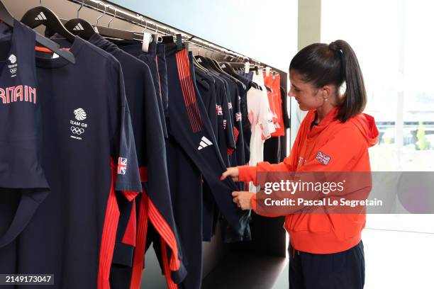 World-class athlete Olivia Breen is captured here viewing the new adidas kits for Great Britain at Paris 2024. All adidas Paris 2024 kits were...