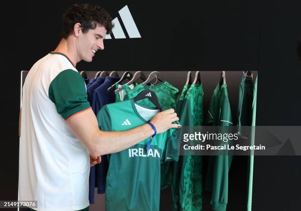 World-class athlete Philip Doyle is captured here viewing the new adidas kits for Ireland at Paris 2024. All adidas Paris 2024 kits were unveiled at...