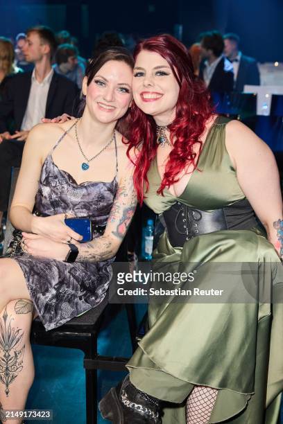 Guest and Sandra Friedrichs are seen at the annual German Computer Game Award at Eisbach Studios on April 18, 2024 in Munich, Germany.