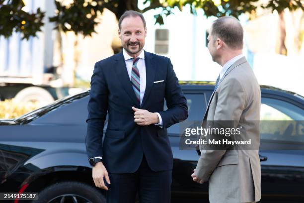 Crown Prince Haakon of Norway , is greeted by President and CEO of the Museum of Flight Matt Hayes upon arrival at the Museum of Flight on April 18,...