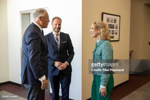 Washington Governor Jay Inslee, Crown Prince Haakon of Norway, and Minister of Digitalisation and Public Governance of Norway Karianne Tung meet as...