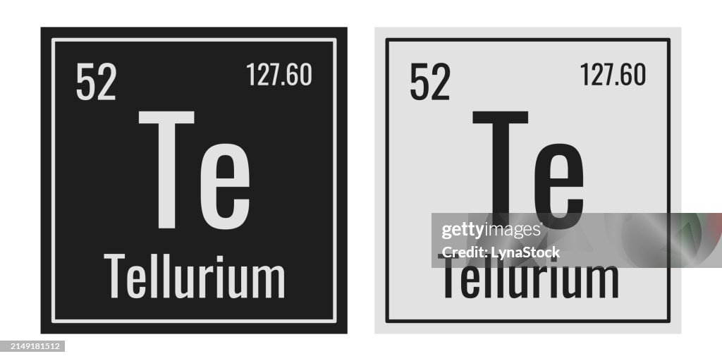 Tellurium symbol. Chemical element of the periodic table. Vector illustration isolated on white background. Glass sign.