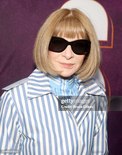 Anna Wintour poses at the opening night of the new musical "Suffs" on Broadway at The Music Box Theatre on April 18, 2024 in New York City.
