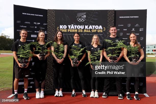 Sam Tanner, Olivia McTaggert, Eliza McCartney, Zoe Hobbs, Camille French and Connor Bell and Imogen Ayris during a New Zealand Paris 2024 Athletics...