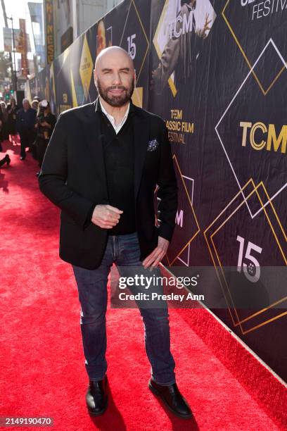 John Travolta attends the Opening Night Gala and 30th Anniversary Screening of "Pulp Fiction" during the 2024 TCM Classic Film Festival at TCL...