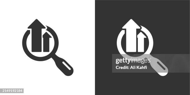 data analysis glyph solid icons. containing data, strategy, planning, research solid icons collection. vector illustration. for website design, logo, app, template, ui, etc - looking backwards stock illustrations