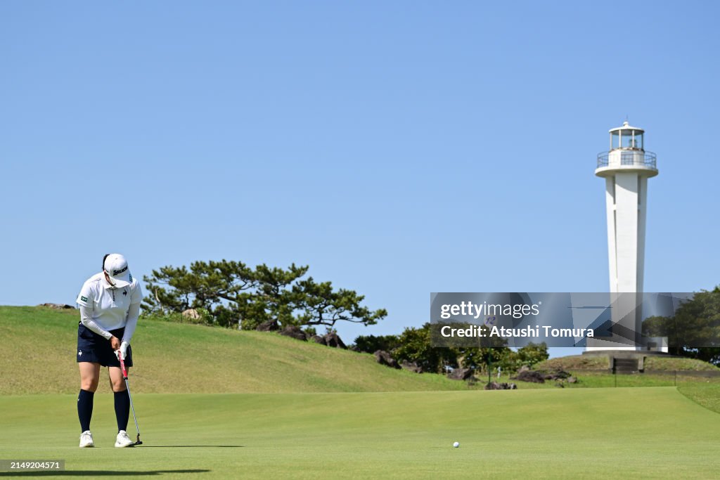 Sakura Koiwai of Japan attempts a putt on the 12th green during the