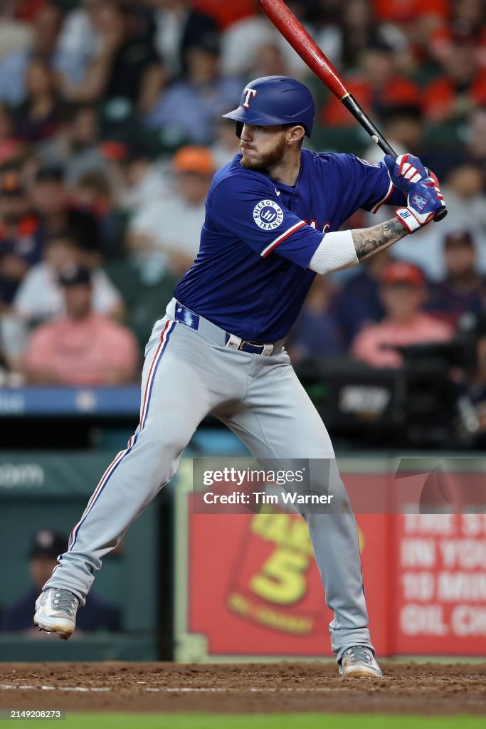 Texas Ranger Heim Jonah Heim of the Texas Rangers bats in the seventh inning against ...