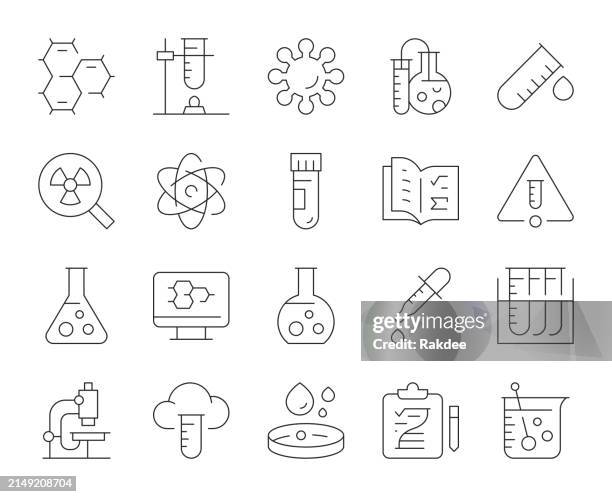 illustrations, cliparts, dessins animés et icônes de chimie - icônes de ligne fine - laboratoire