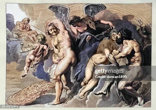 stockillustraties, clipart, cartoons en iconen met gods, goddesses, and monsters, love and intrigue in olympus, greek mythology, after rubens - europa figuren uit de klassieke mythologie