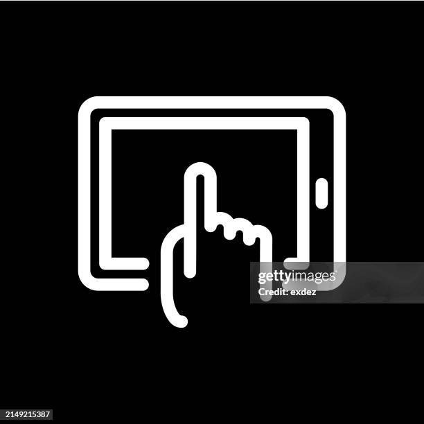 line icon of tablet pc device - library computer screen stock illustrations