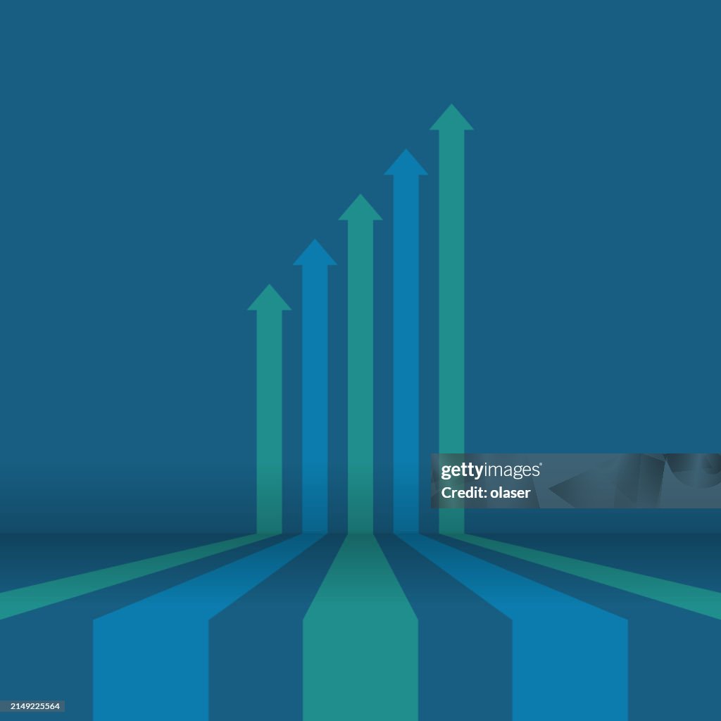 3d Bar Graph Showing Progress On Wall High-Res Vector Graphic - Getty ...
