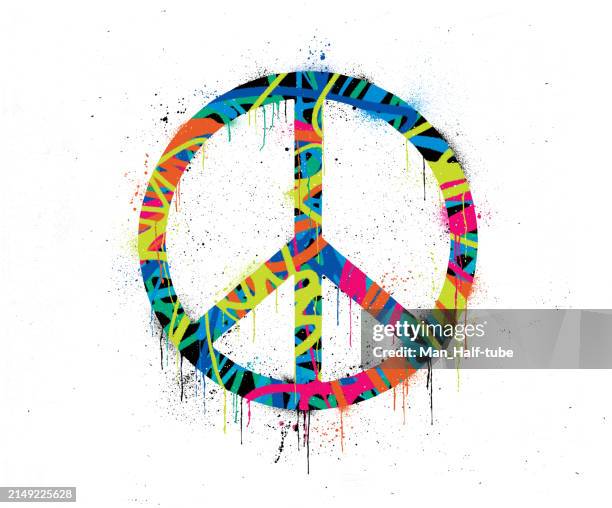 peace symbol graffiti - symbols of peace stock illustrations