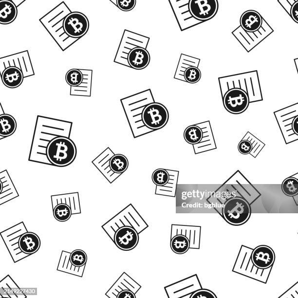 bill or invoice in bitcoins. seamless pattern. icons on white background - tax form background stock illustrations