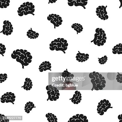 Brain. Seamless pattern. Icons on white background Brain. Seamless pattern. Icons on white background