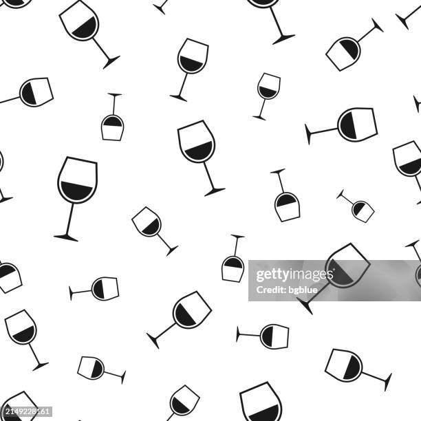 wine glass. seamless pattern. icons on white background - wine glass white background stock illustrations