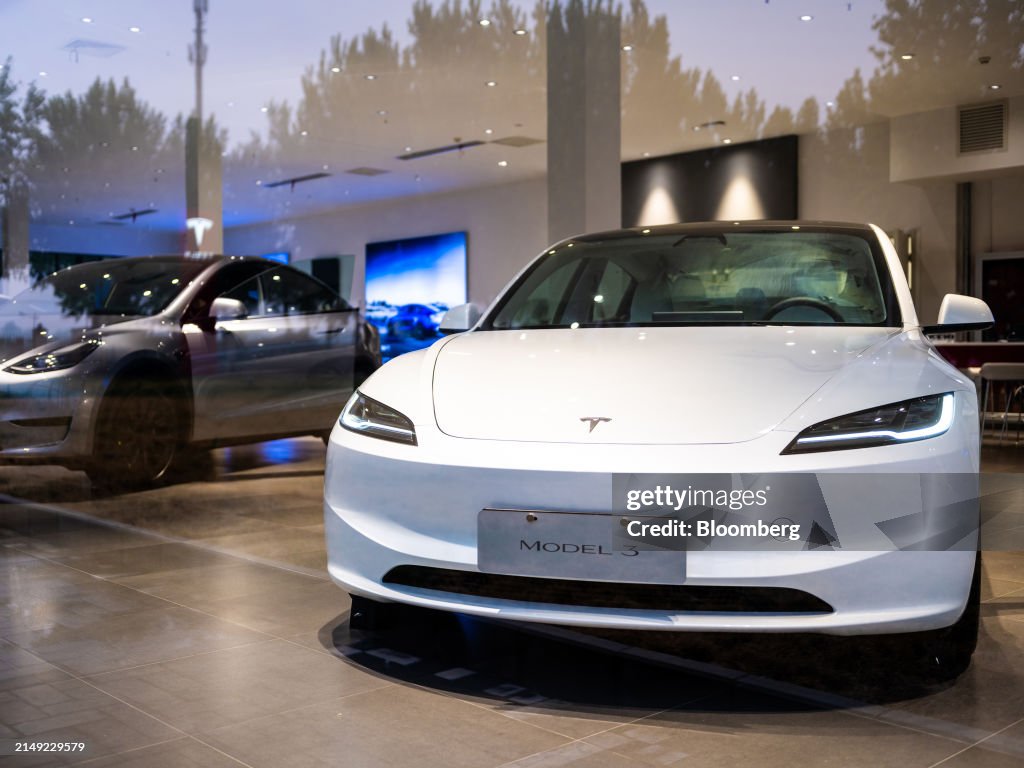 Tesla Showroom in Beijing as Automaker Releases Earnings Results