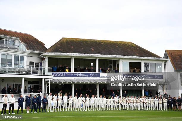 Minutes silence his held in-front of the Underwood & Knott stand for former Kent player Derek Underwood who died on April 15th ahead of the Vitality...