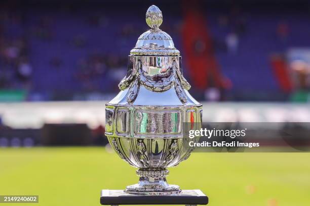 Beker prior to the Dutch TOTO KNVB Cup Final match between Feyenoord Rotterdam and NEC Nijmegen on April 21, 2024 in Rotterdam, Netherlands.