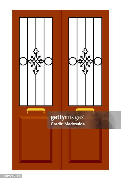 art deco door in vector - round window stock illustrations