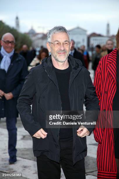 Pierre Huyghe attends the "Fondazione Cini, Isola Di San Giorgio" Photocall during the 60th Biennale Art 2024 at Fondazione Cini on April 17, 2024 in...