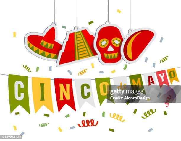 happy cinco de mayo decoration. - buenos aires plaza de mayo stock illustrations