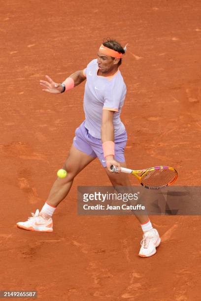 Rafael Nadal of Spain in action during his second round match against Alex de Minaur of Australia on day 3 of the Barcelona Open Banc Sabadell 2024,...