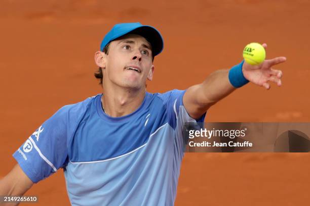 Alex de Minaur of Australia in action during his second round match against Rafael Nadal of Spain on day 3 of the Barcelona Open Banc Sabadell 2024,...