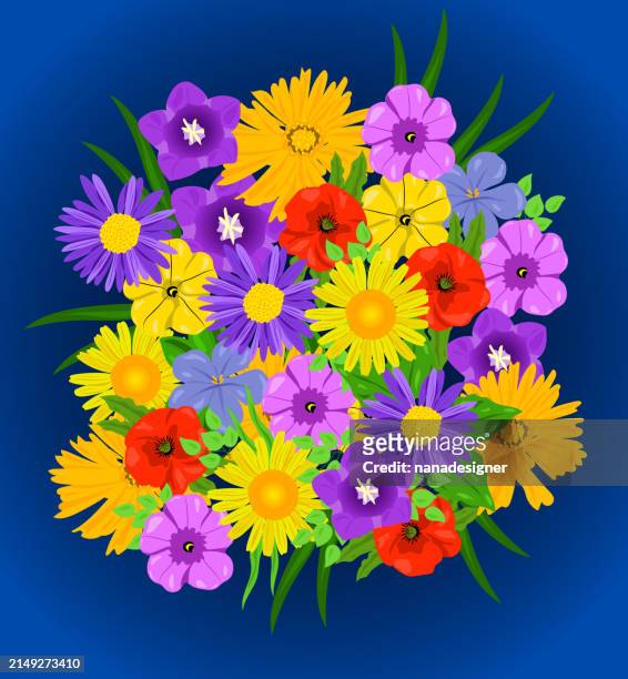ilustrações, clipart, desenhos animados e ícones de colorful flowers - campanula liliaceae