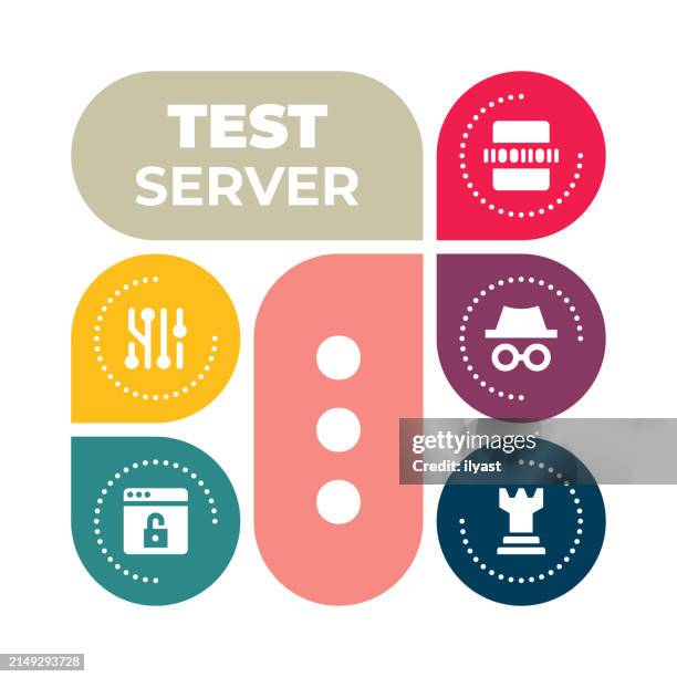 mini infographic design for test server - application programming interface stock illustrations