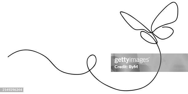 bildbanksillustrationer, clip art samt tecknat material och ikoner med butterfly in one continuous line drawing - simple butterfly drawing