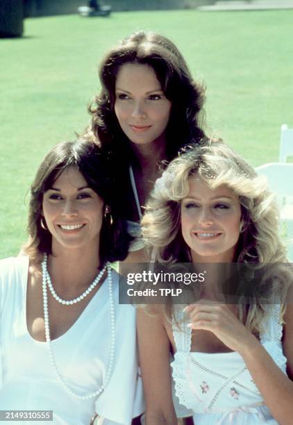 American actresses Kate Jackson, Jaclyn Smith and Farrah Fawcett , of the American television action series 'Charlie's Angels', pose for a portrait...