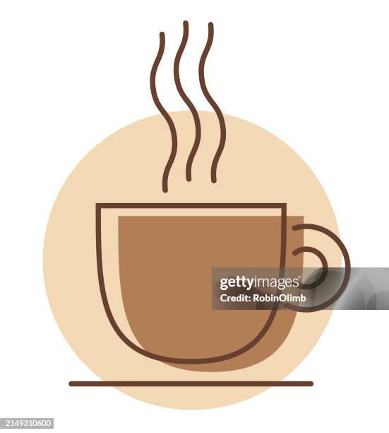 line art kaffeetasse ikone - heißes getränk stock-grafiken, -clipart, -cartoons und -symbole