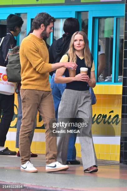 Adam Brody and Kristen Bell are seen on the set of Netflix‘s untitled comedy series on April 23, 2024 in Los Angeles, California.