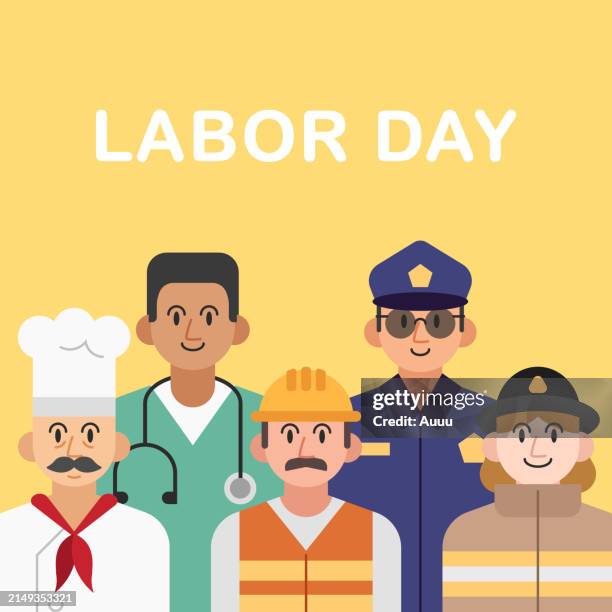 illustrazioni stock, clip art, cartoni animati e icone di tendenza di celebrare la festa del lavoro - festa dei lavoratori festività pubblica internazionale