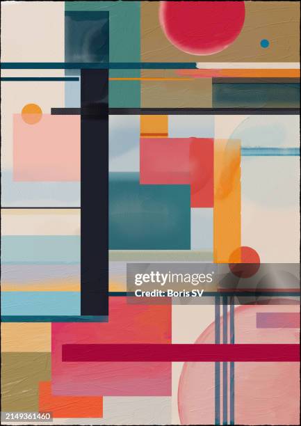 abstract geometric composition ii - abstract cubism stock pictures, royalty-free photos & images